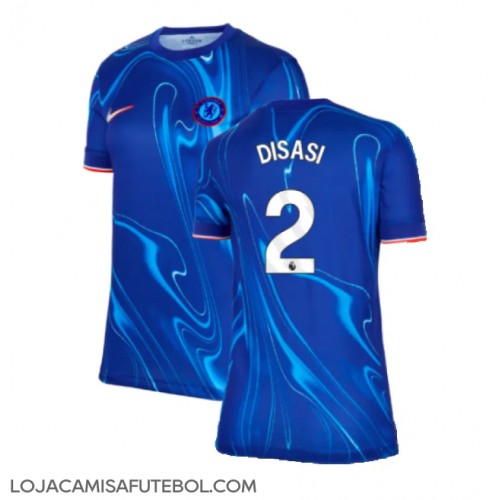 Camisa de Futebol Chelsea Axel Disasi #2 Equipamento Principal Mulheres 2024-25 Manga Curta